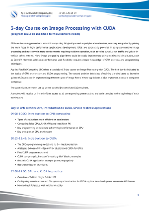 New 3-day Training Course on Image Processing with CUDA